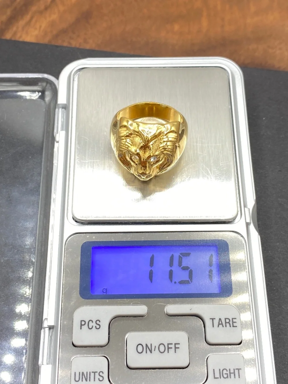 Vintage Gold Plated Lion Head Statement Unmarked Thick Unisex Ring Heavy Chunky